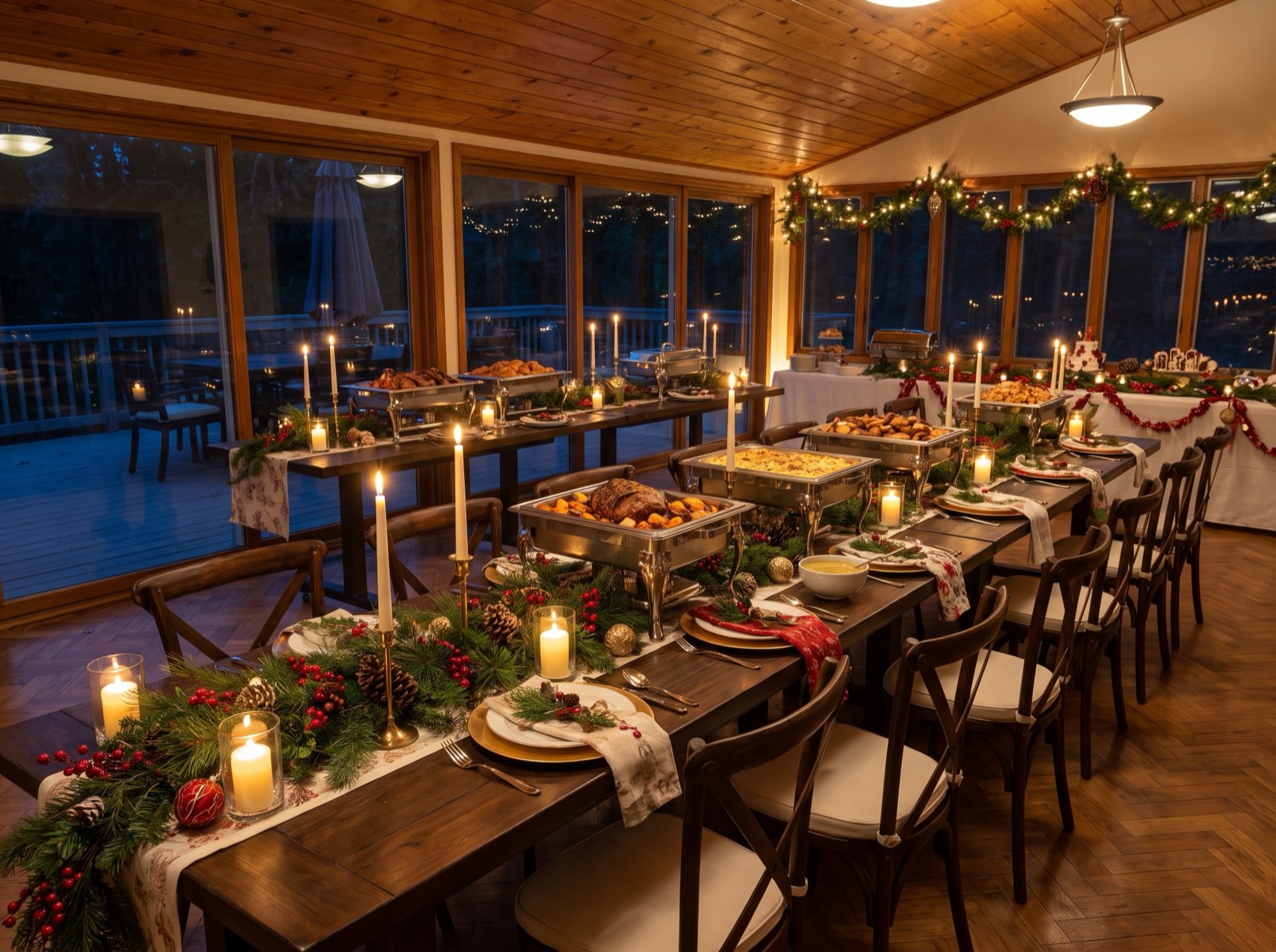 Festliches Buffet bei einer Firmen-Weihnachtsfeier in Poing